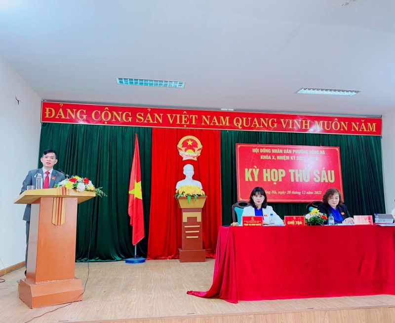 Phường Hồng Hà: Kỳ họp thứ 6 – HĐND phường khóa X, nhiệm kỳ 2021-2026.